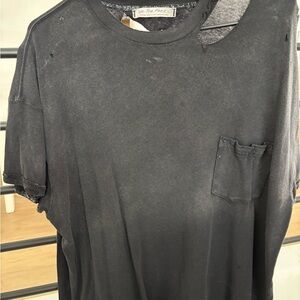 We The Free Black Distressed Short Sleeve Tee